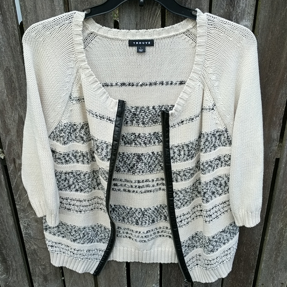 Trouve Cardigan Sweater Boyfriend Zip Front L